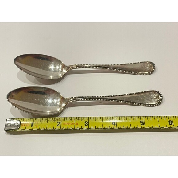 A F Towle (Lunt) "Priscilla" Silver Plated Spoons XXS with Beading Lot Of Two - Picture 8 of 9